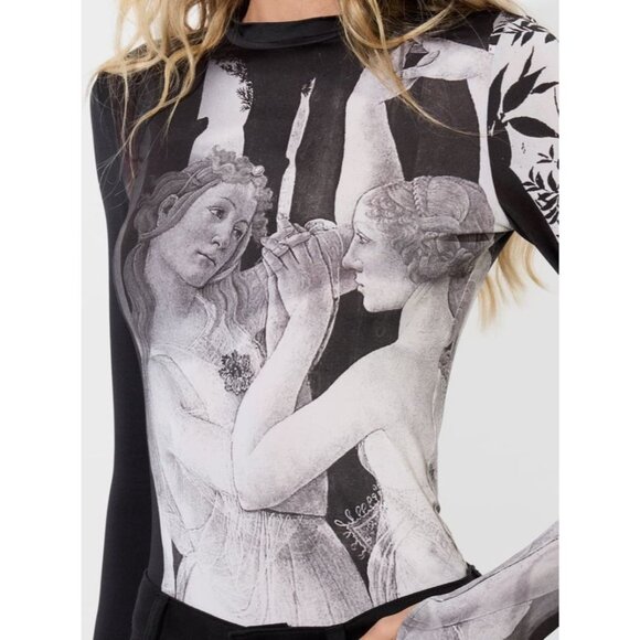 Alice + Olivia Delaina Renaissance Fresco Top Medium NWT - Picture 4 of 14